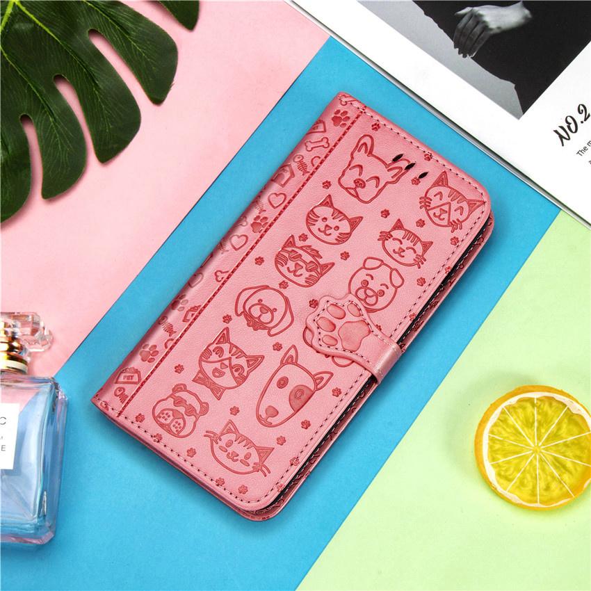 Kot pies skórzane etui z klapką do Samsung Galaxy A03 rdzeń A13 A23 A33 A53 A73 A12 A22 A32 A42 A52 A72 A52s 5g A50 okładka karty telefonicznej