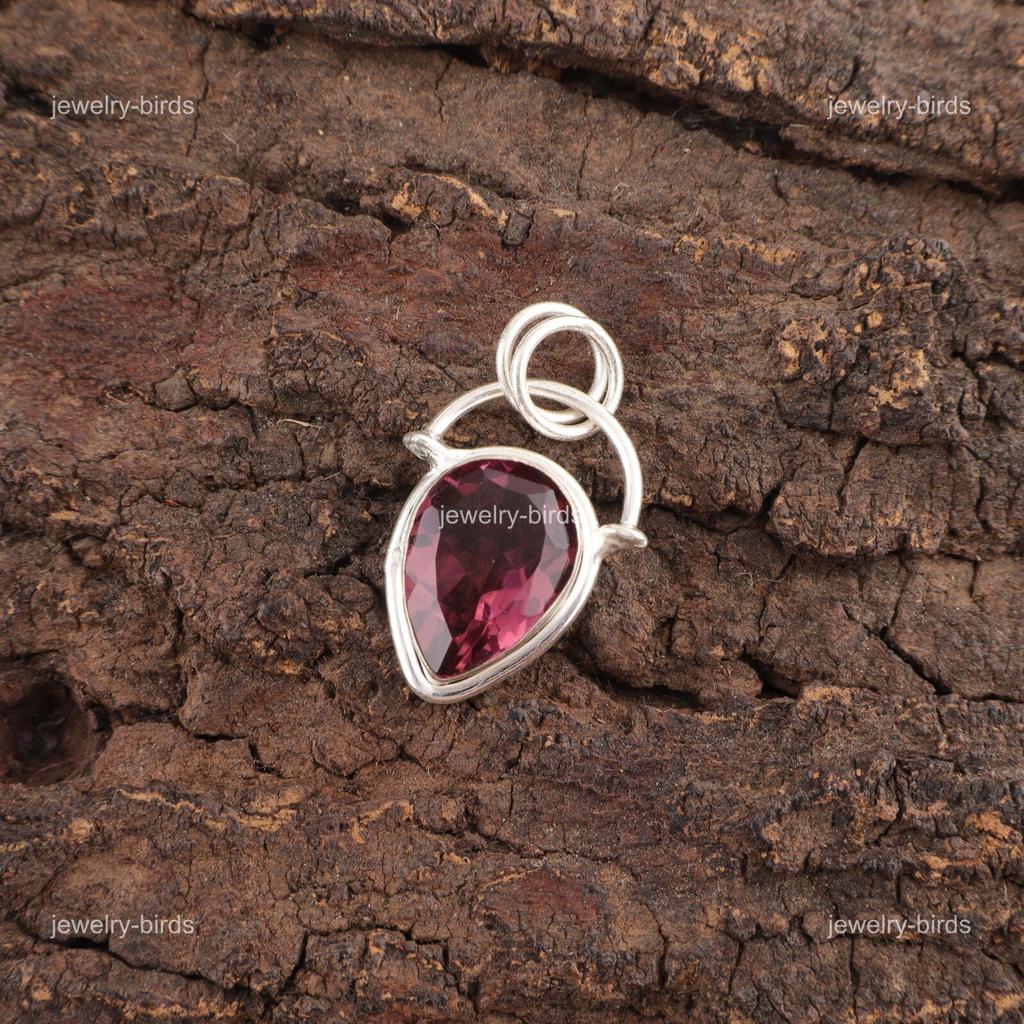 Pear Rhodolite Gemstone 925 Silver Artisan Ethnic Engagement New Pendant Jewelry PP-56-9