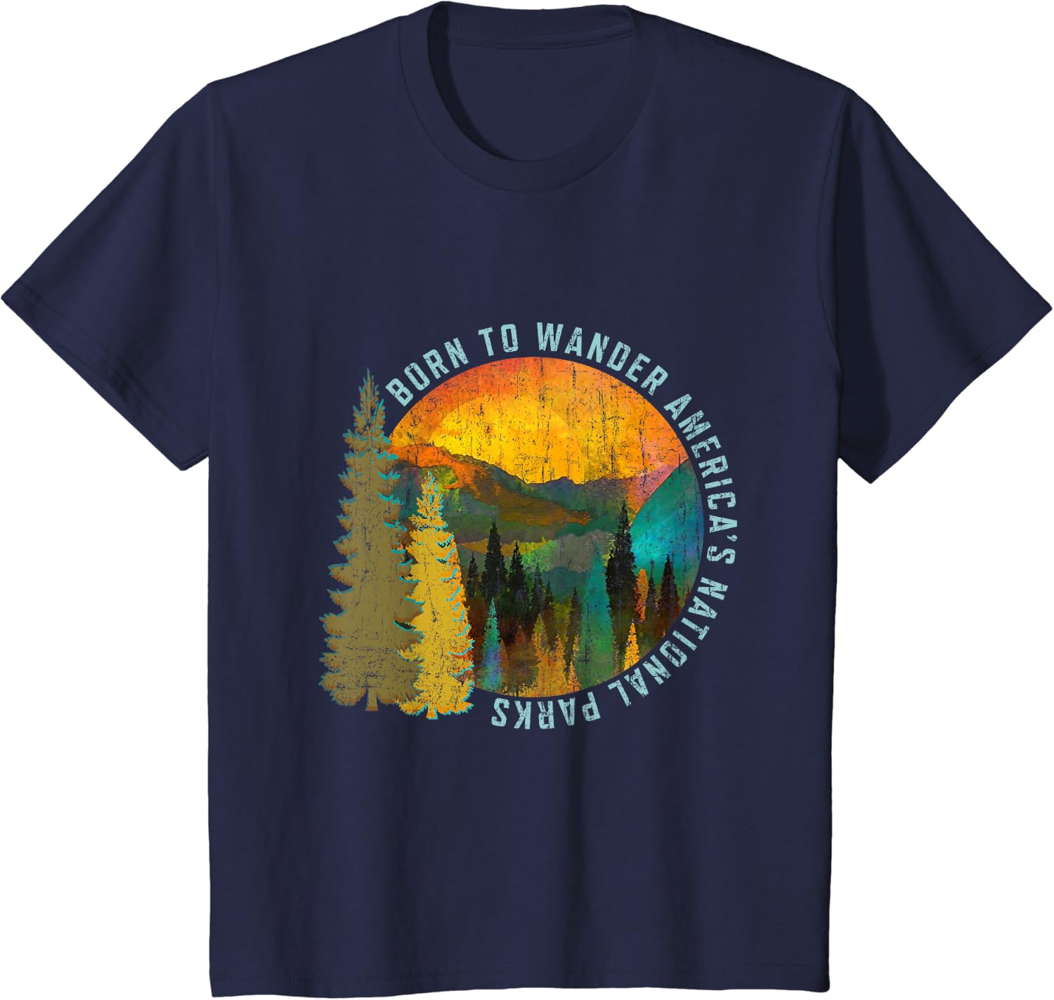 Born to Wander Americas National Parks Vintage Men T Shirt XXL темно-синий