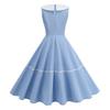 Retro Nautical-style Woven-strap Dress In a Hepburn-inspired Design, Featuring a Full Skirt and Mid-length Cut for a Sophisticated and Elegant Look