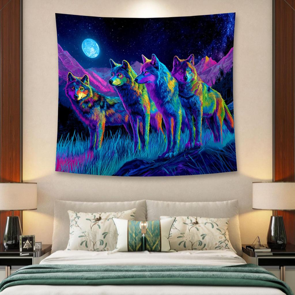 Fantasy Bear Forest Portrait Tapestry Wall Hanging Personalized Animal Background Home Decoration Aesthetics Bedroom Living Room