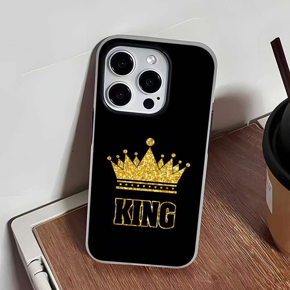 KING Queen Crown Letter Phone Case For IPhone 17 Air 16 E 15 14 Plus 13 12 11 Pro Max Jelly 2 In 1 Protective Case