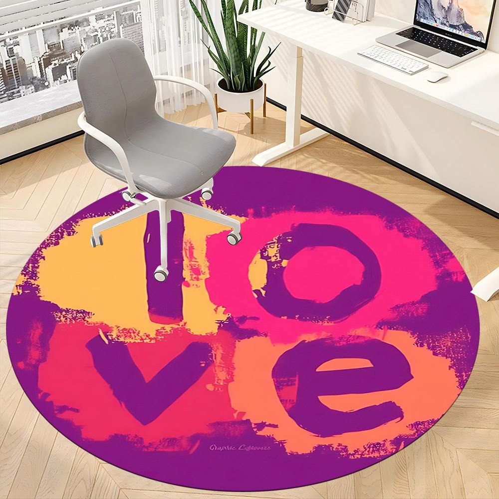 1pc Love Office Round Rug, Carpet for Office, Gaming, Lightweight Round Floor Mat Yy260205028