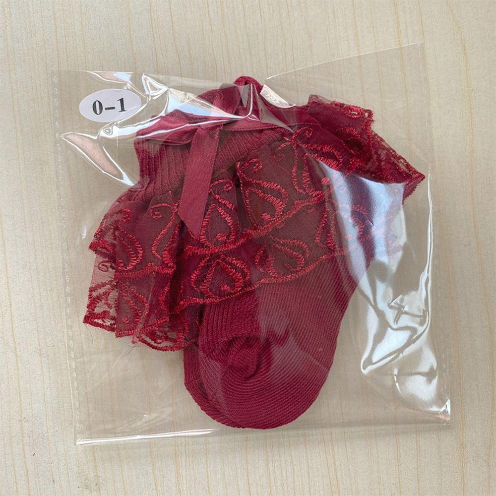 Meias de Renda para Bebês Meninas Camada Dupla Super Macias Meias com Laço para Recém-Nascidos Meias Fofas com Babados para Crianças Pequenas