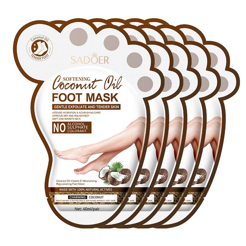 SADOER Coconut Foot Mask Moisturizing Whitening Foot Peeling Mask Anti-aging Exfoliating Feet Pedicure Exfoliant Feet Skin Care