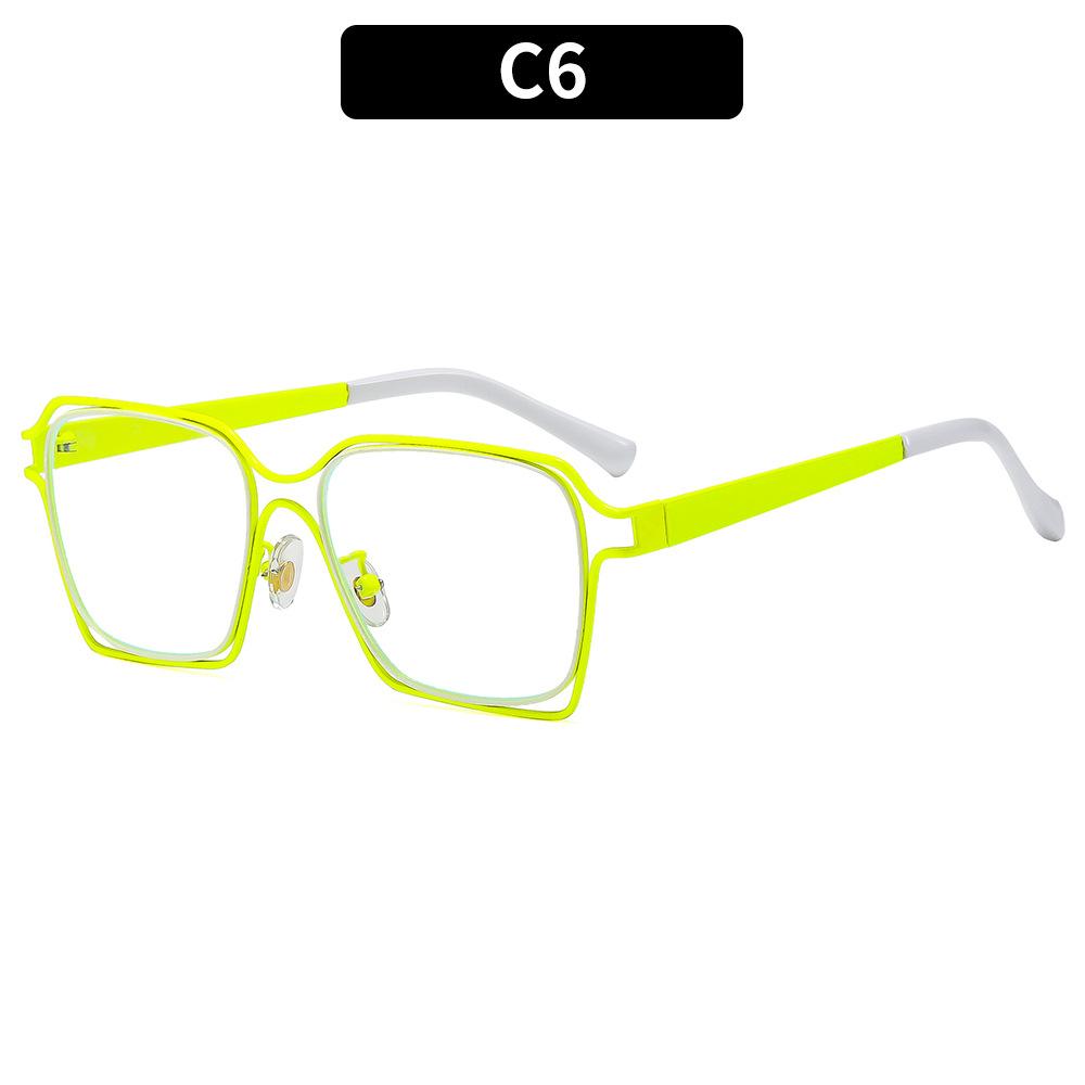 Women's eyeglasses - unisex fashion square hollow metal glasses