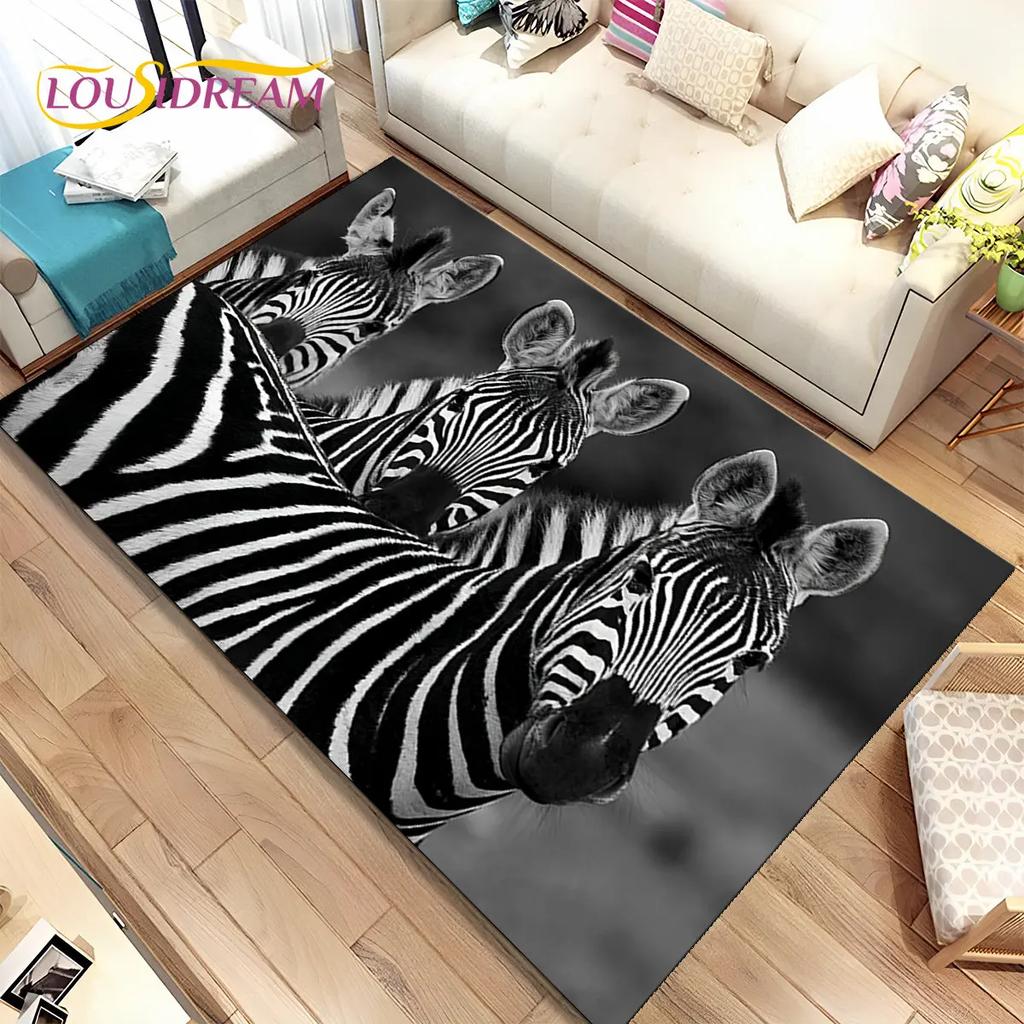 Zebra Wild Animal  Area Rug Large,Carpet Rug for Living Room Bedroom Kitchen Doormat Decoration,Children Play Non-slip Floor Mat