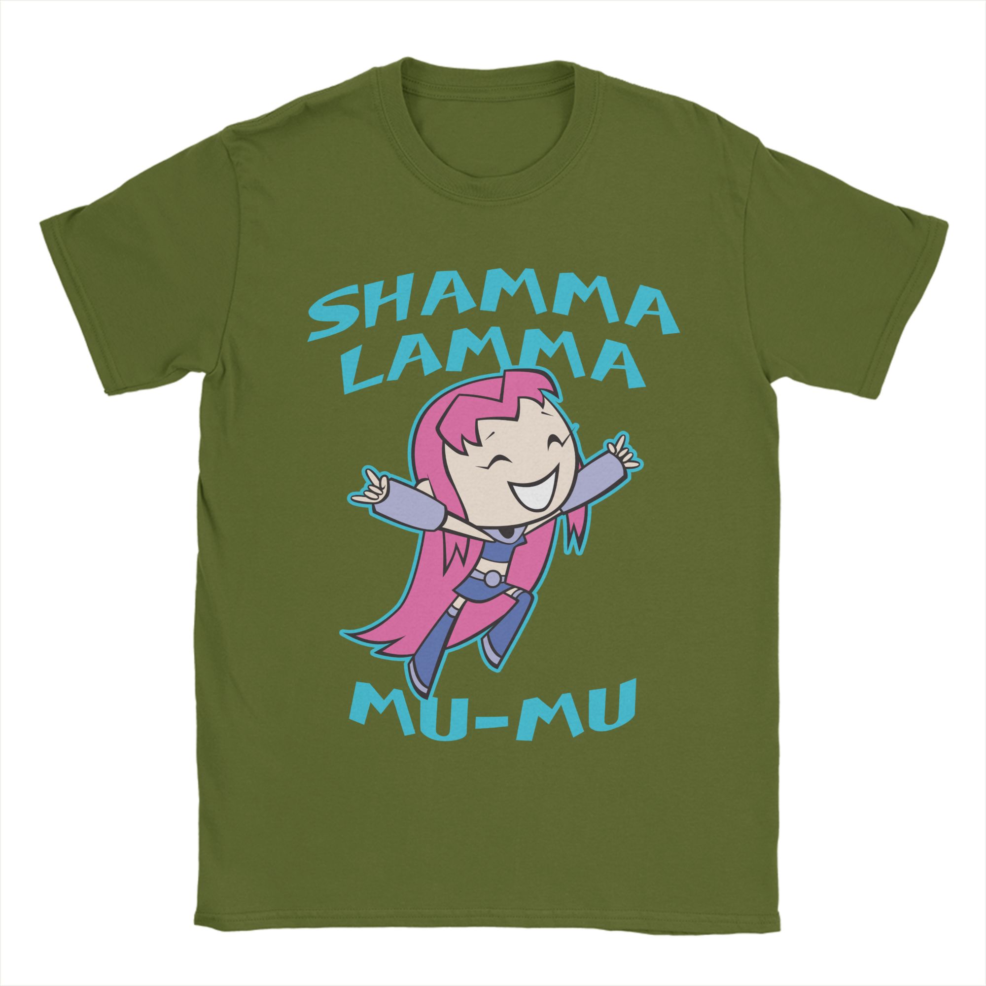 

Print Teen Titans Go Starfire Shamma Lamma Mu-Mu T Shirt Men Round Neck Short Sleeve Tops Cotton Summer Top Tee 4XL