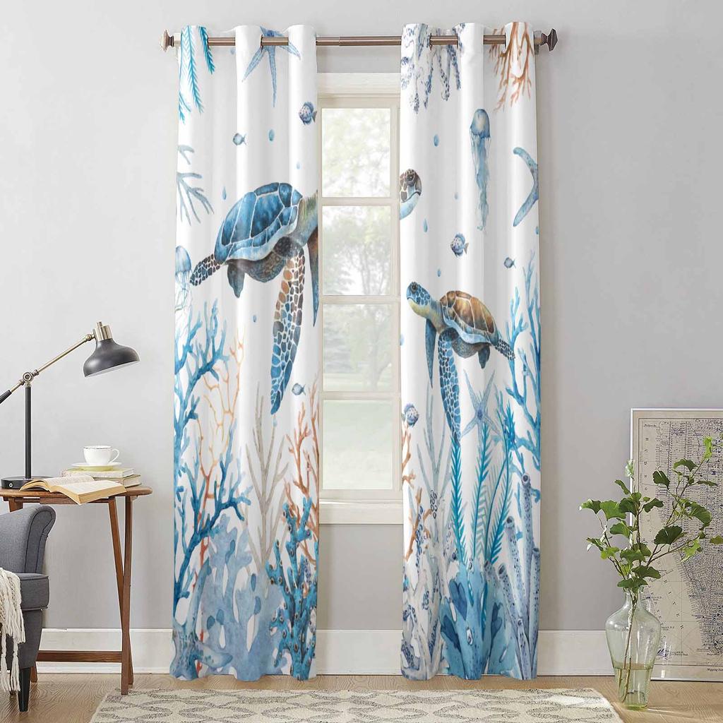 Letnie morskie gwiazdy morskie żółwie morskie zasłony okienne do salonu luksusowe zasłony do sypialni rolety kuchenne zasłony zasłony