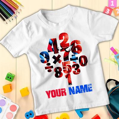 Personalised Boys Math Bold Number Day Ideas T-Shirt Tee for #ND