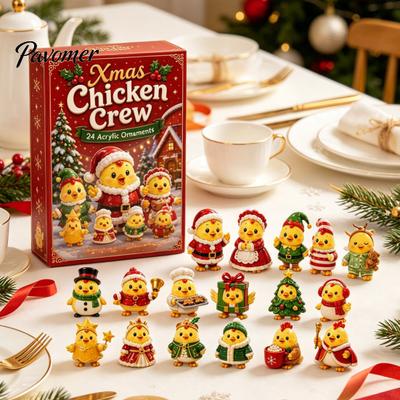 Christmas Advent Calendar 2026 Chick Calendar, 24 Day Countdown Box with Birthday Presents for Kids Acrylic Ornaments, Festive Tree Hanging