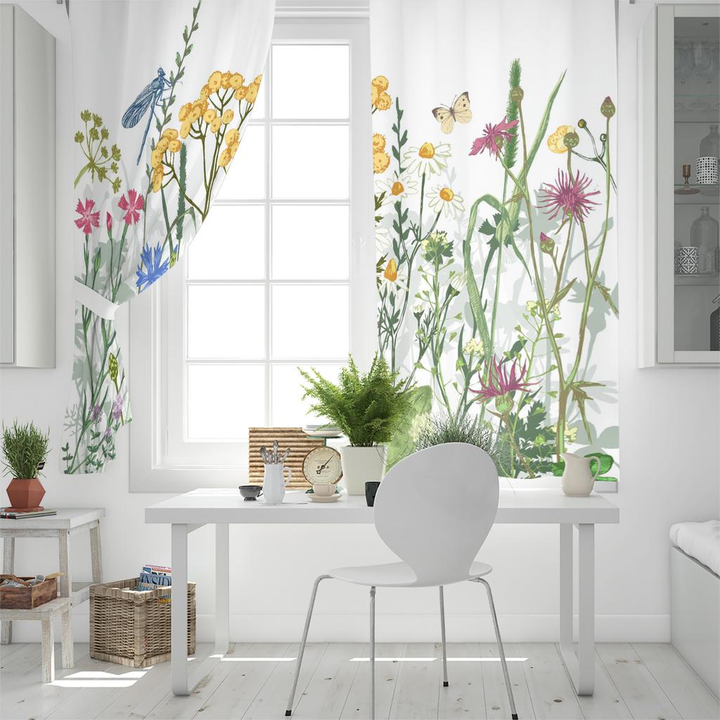 Blumen Schmetterling Libelle Fenstervorhänge Heimdeko Wohnzimmer Küche Vorhänge Paneelvorhänge für Schlafzimmer