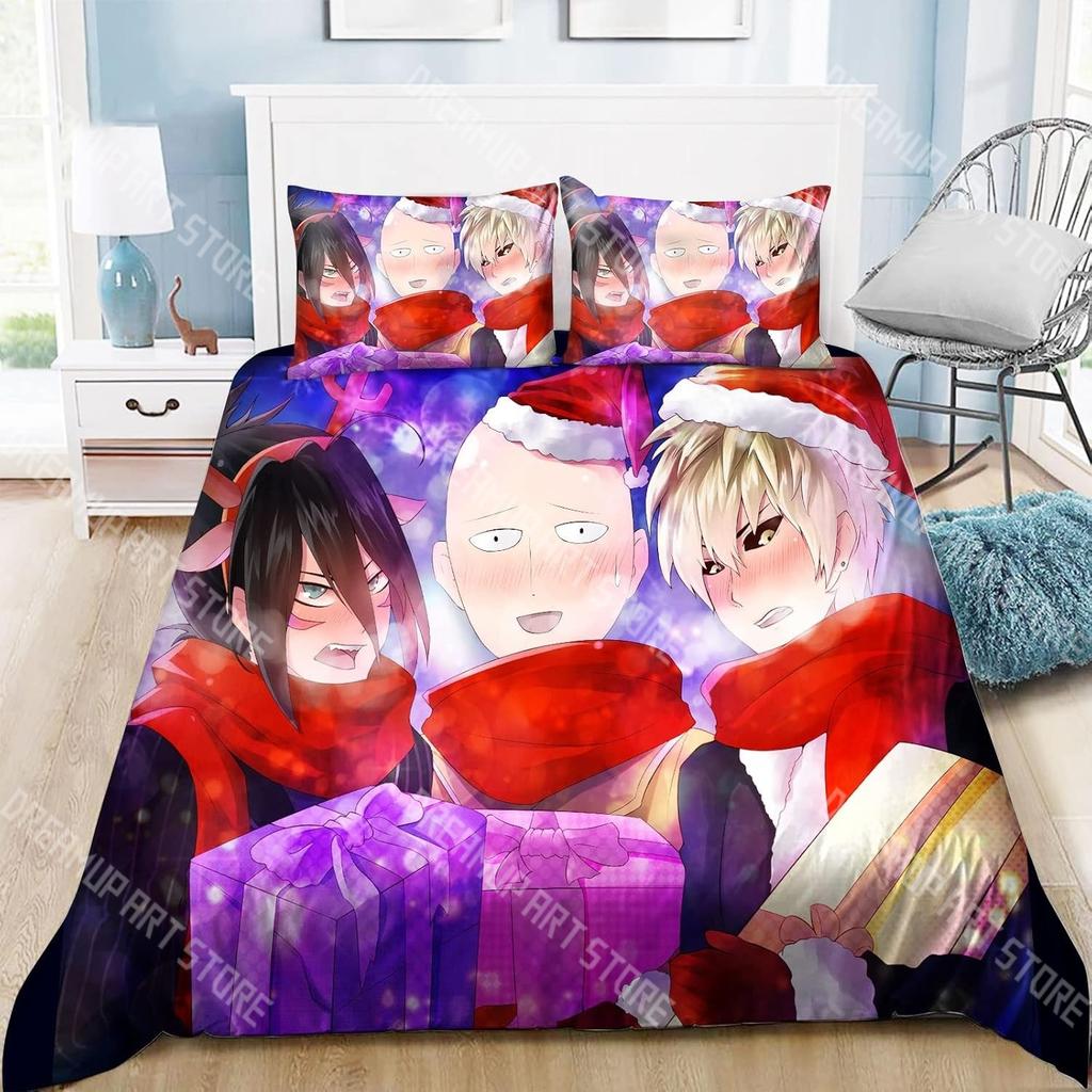 Fashion ONE PUNCH-MAN Anime Bedding Set Single Twin Full Queen King Size Bed Set Kids Bedroom Duvetcover Sets Bed Sheet Set