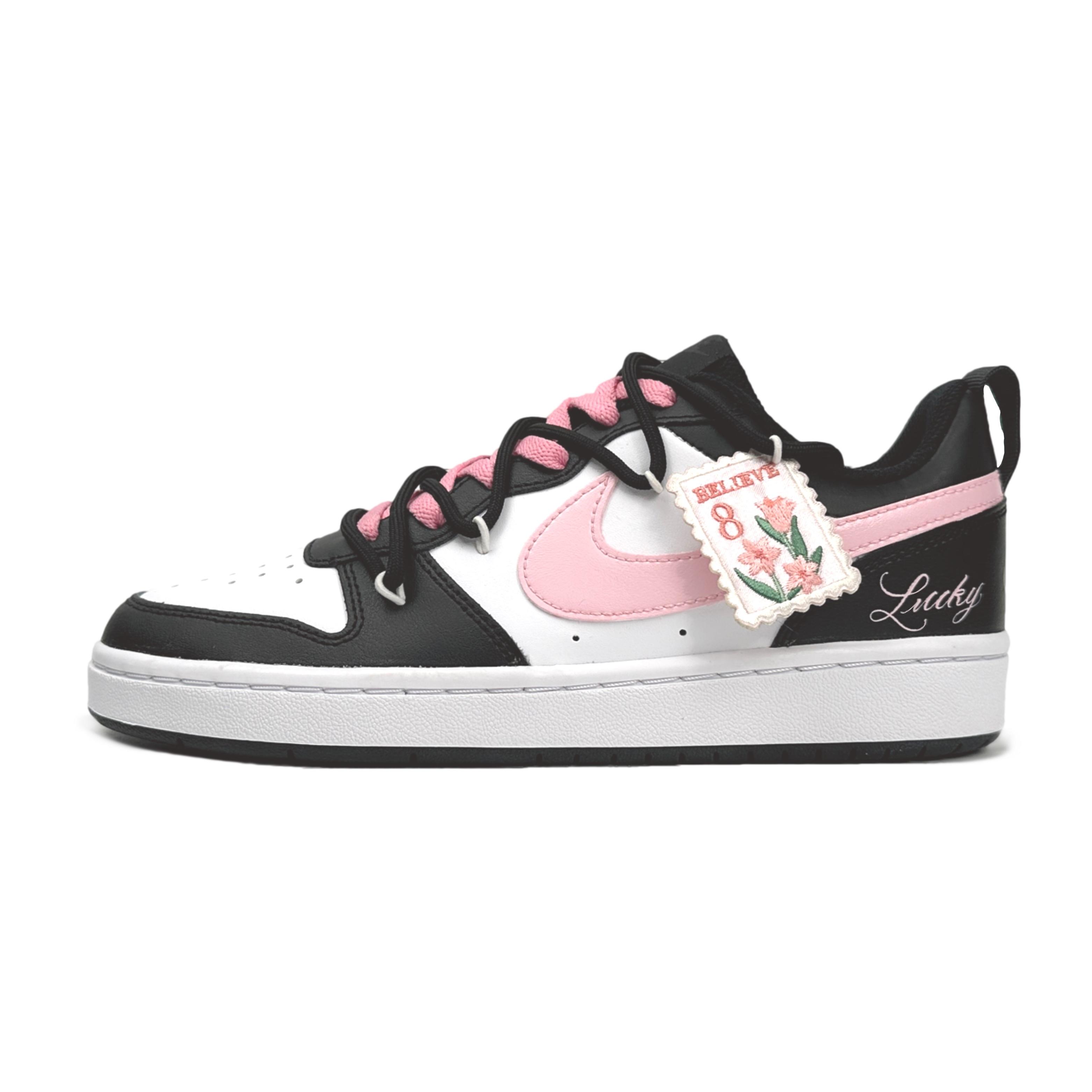 

Nike Court Borough Low top Skateboard Shoes Women s Black White Pink BQ5448-115(Team11-) 36