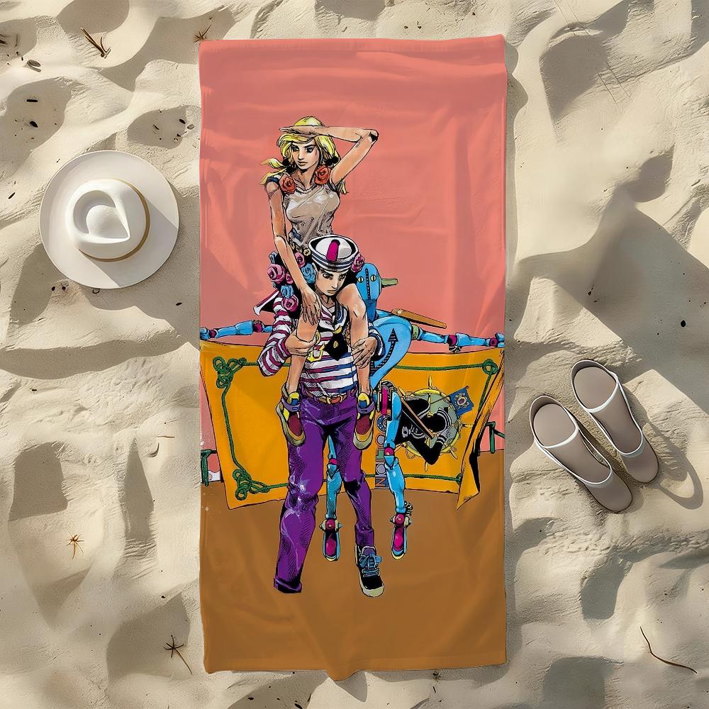 JoJo's Bizarre Adventure Handtuch Für Schwimmen Yoga Fitnessstudio Schnelltrocknend Weich und hautfreundlich Strandtücher Ganzjahres