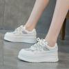 Fashion Mesh White Shoes for Women 2025 New Spring Hot Items Versatile Sports Genuine Leather Lace Mesh Sole Board Shoes