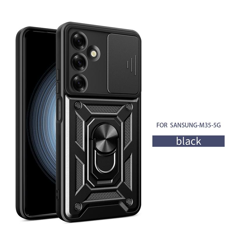 Pouzdro pro Samsung Galaxy M35 6,6" s vysouvacím krytem a krytem pro Samsung Galaxy M35 5G SM-M356B s kroužkem a stojánkem