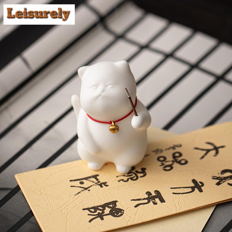 Cute Cat Porcelain Fragrance Insert Holder Tea Set Accessories Cute Aromatherapy Stove Decoration Pet Home Creative Tea Pets