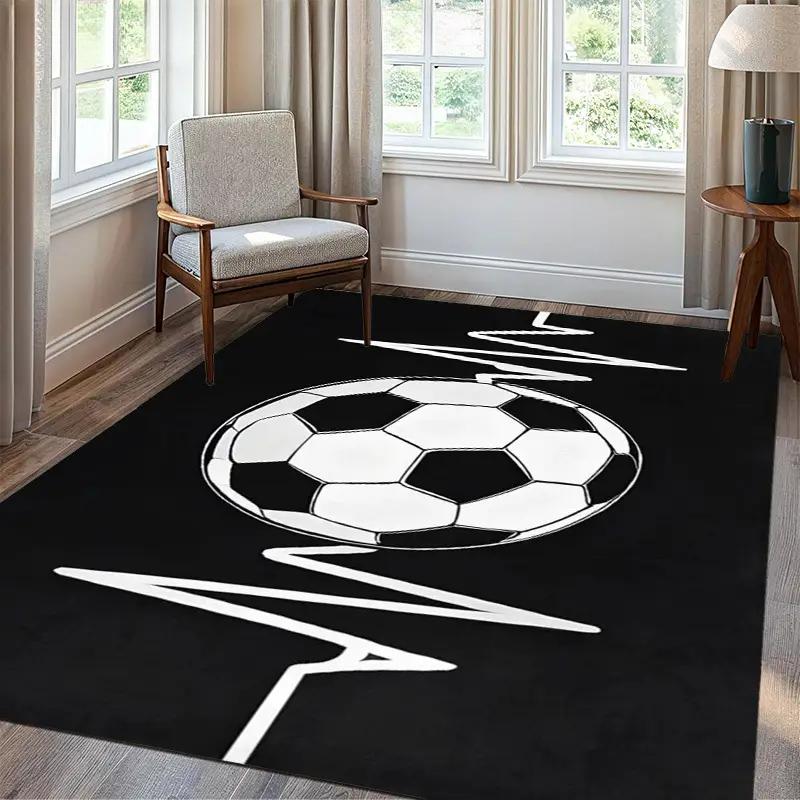 Soft Non-Slip Soccer Ball Pattern Area Mat - Children's Game Room Bedroom Beside Soft Mat  Living Room, Bedroom Entrance Doormat