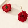 Hot-selling Big Red Bright Rose Hoop Earrings Exquisite Elegant Gentle Vacation Daily Travel Tassel