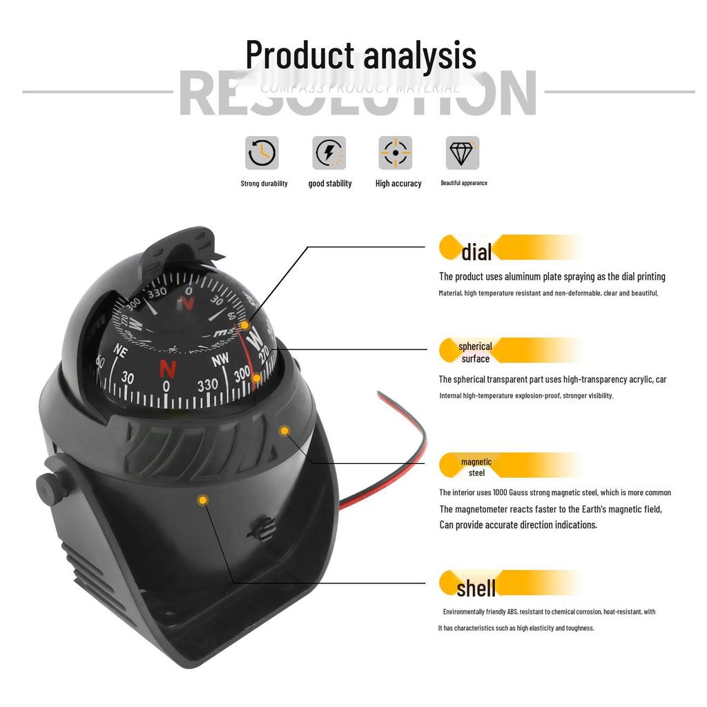 Maiwei LC760 Marine Compass: Car & Boat Magnetic Compass with Declination Adjustment