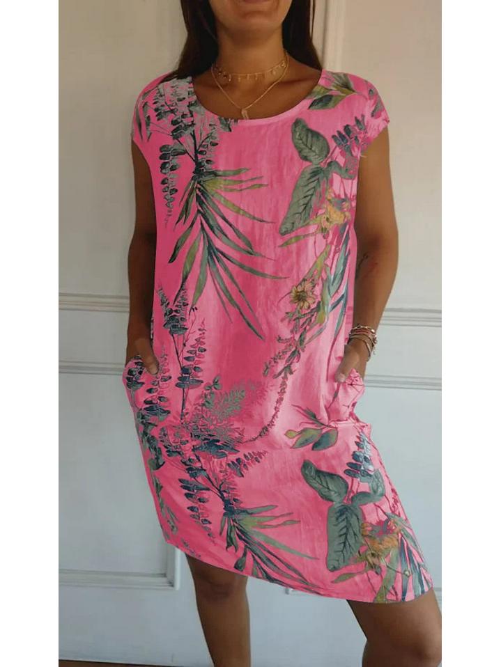 2026 Women’s Summer Cotton & Linen Printed Skirt with Pockets – European & American Style