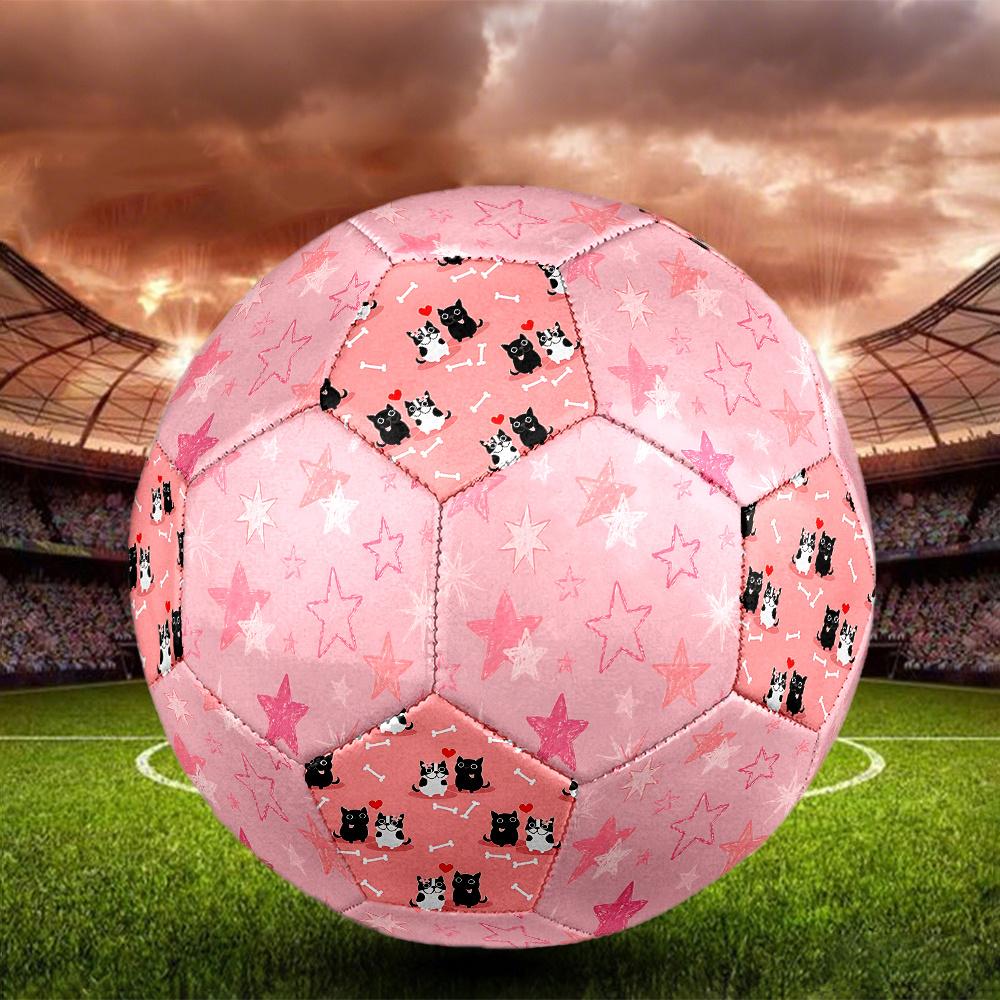 1PZ Sfondo Stellato Rosa Gatti Amano Pallone da Calcio Taglia 5 Calcio Cucito a Macchina Universale per Interni/Esterni Calcio Regalo W25