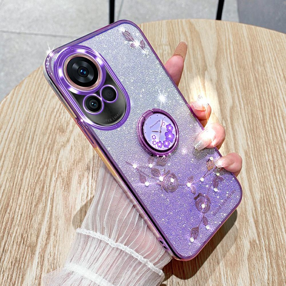 KADEM For Huawei Nova 13 Case Ring Kickstand TPU Flowers Phone Cover Gradient Glitter