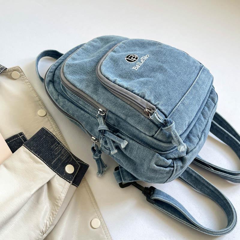 Lightweight Denim Backpack Women's Outdoor Travel Multifunctional Chest Bag Shoulder Crossbody Bag