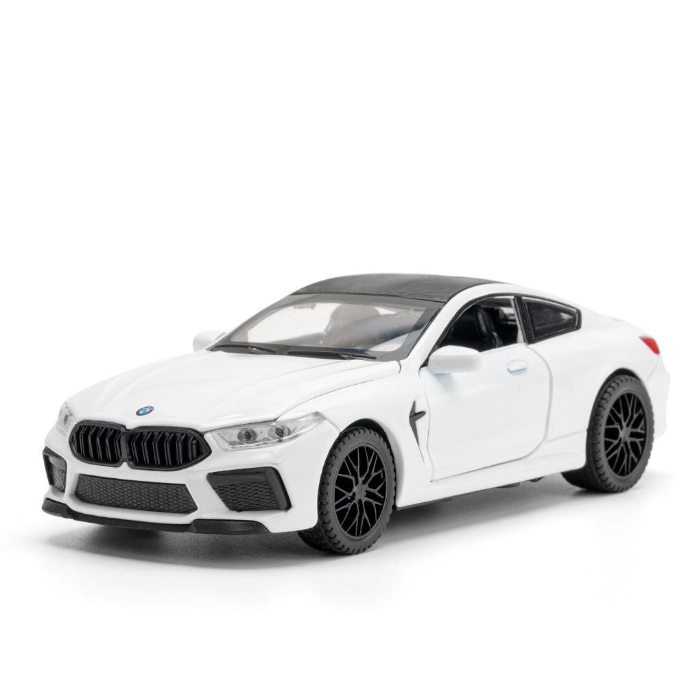 

1/32 M8 Miniature Alloy Diecast Toys Car Model Sports Cars 4 Door Can Opened Sound Light Pull Back Vehicle Kids Festival Gift білий
