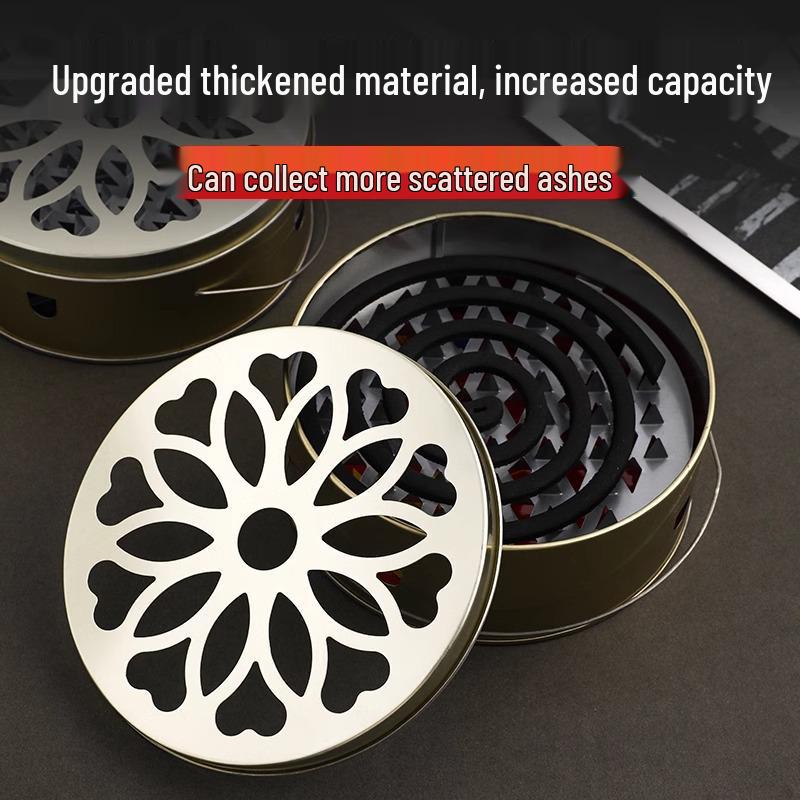 Portable Fireproof Stainless Steel Mosquito Coil Box with Cover and Ash Tray