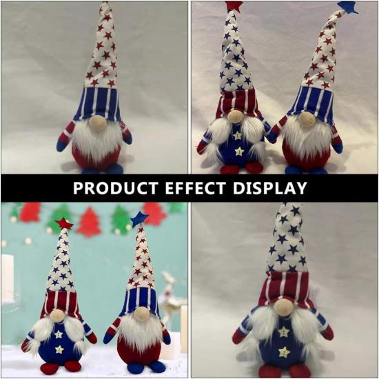 BESTOYARD 2pcs American Independence Day Gnome Doll with Stars and Stripes 4th of July Gnomes Cloth Plush Swedish Gnomes Figurines Table Centerpiece