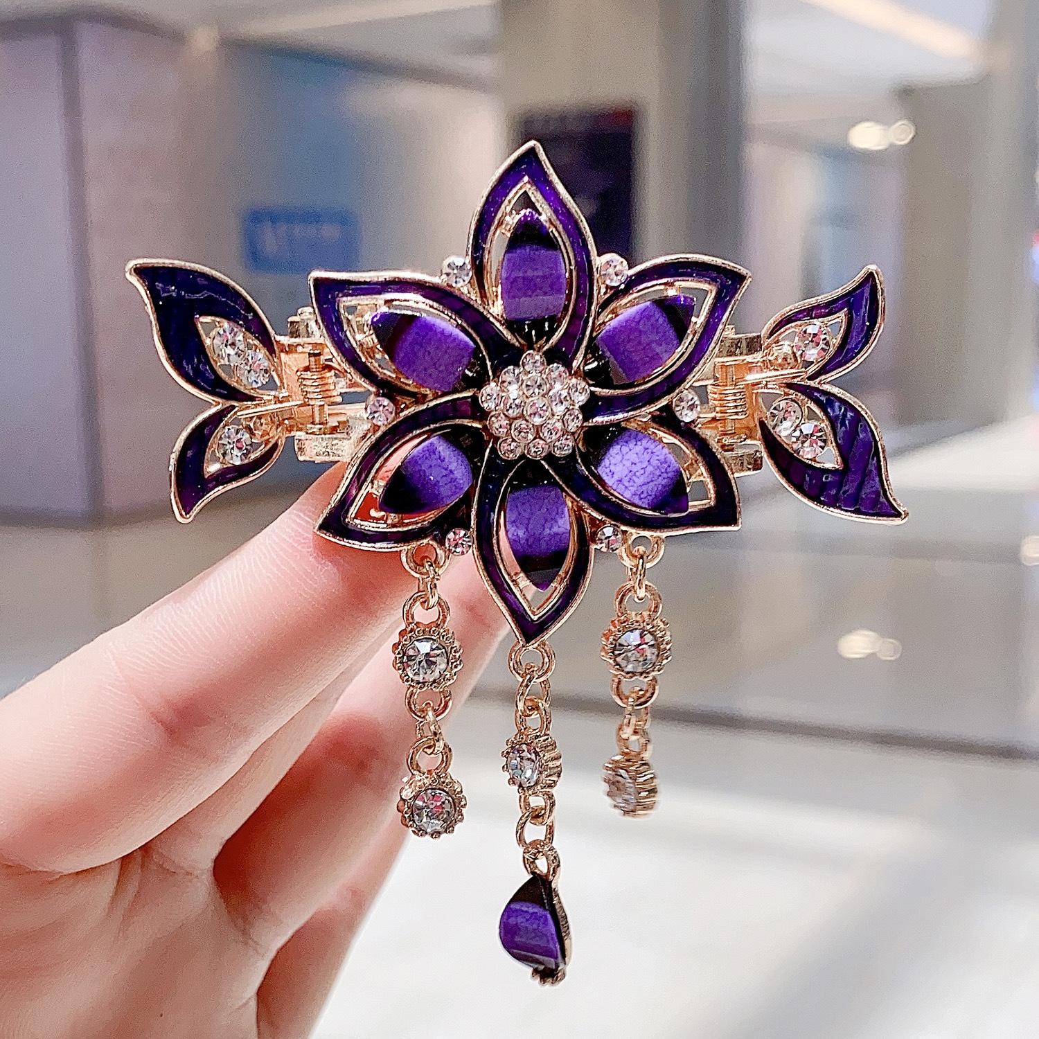 Exquisite women s date night hair clip, romantic tassel bridal hair clip, rhinestone crystal alloy, pearl crystal material