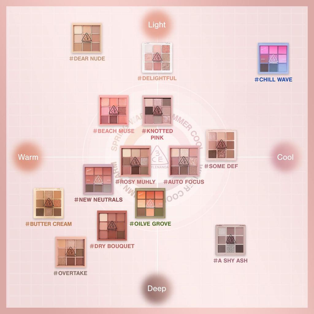 3CE Multi Eye Color Palette Q New Neutrals Eyeshadow 9-Color