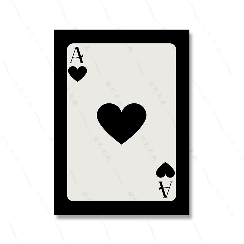 Retro Poker Wall Art Trendy Poster Canvas Set Of 6 Painting Lucky Playing Card Funky Black White Queen Joker Ace Room Home Decor