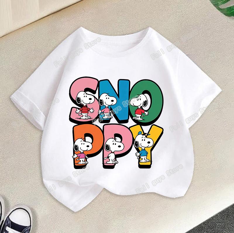 Snoopys Kids TShirt Anime Boys Girls Short Sleeve Tops Summer Breathable Baby Cartoon Tees Cute Dog Print Clothes Birthday Gifts