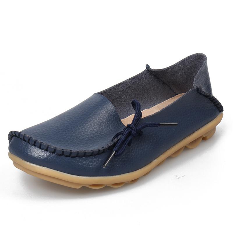 Women Flats Genuine Leather Fashion Walking Women Shoe Moccasins Ballet Flats Oxford Nurse Shoes Black Plus Size Ladies Shoes