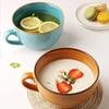 700ml Large Capacity Ceramic Soup Mug Vintage Orange Breakfast Bowl Cup Microwave Safe Oatmeal Yogurt Cereal Cup With Handle