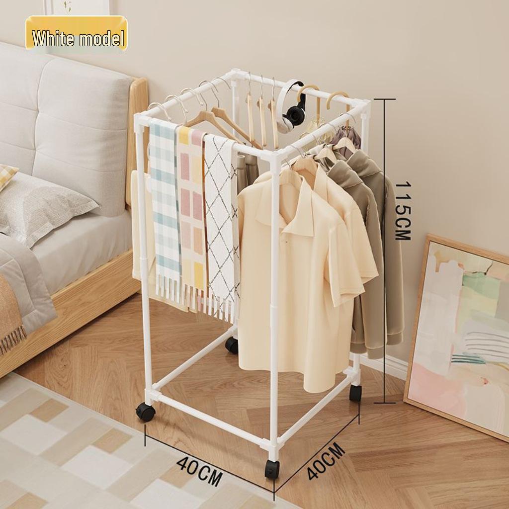 TEMU Movable Clothes Rack: Simple Home Floor, Indoor Balcony & Dormitory Drying Solution.