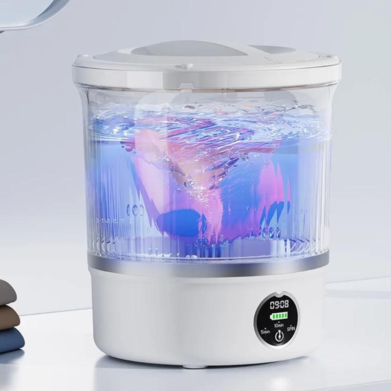 Compact Cordless Laundry Washer with Built In Battery for Delicate Clothes Dormitory Camping Water Saving Technology
