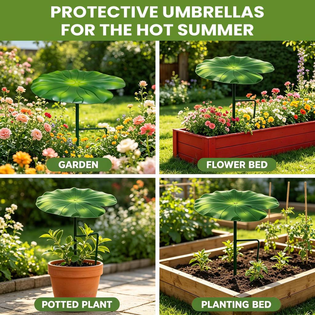 Lotus leaf shaped plant sunshade, detachable wrought iron ground-insert plant sunshade, metal plant umbrella suitable for Garden