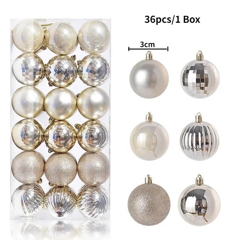 24Pcs 3cm Christmas Balls Christmas Tree Decoration Xmas Hanging Tree Pendants Home Party Christmas Tree Decor New Year Gifts