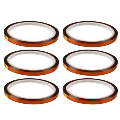 6Pcs Heat Tape Dark Brown 0.24in Wide 36.1yd Long High Temp Resistant Pi Film Heat Transfer Tape for Dye Sublimation