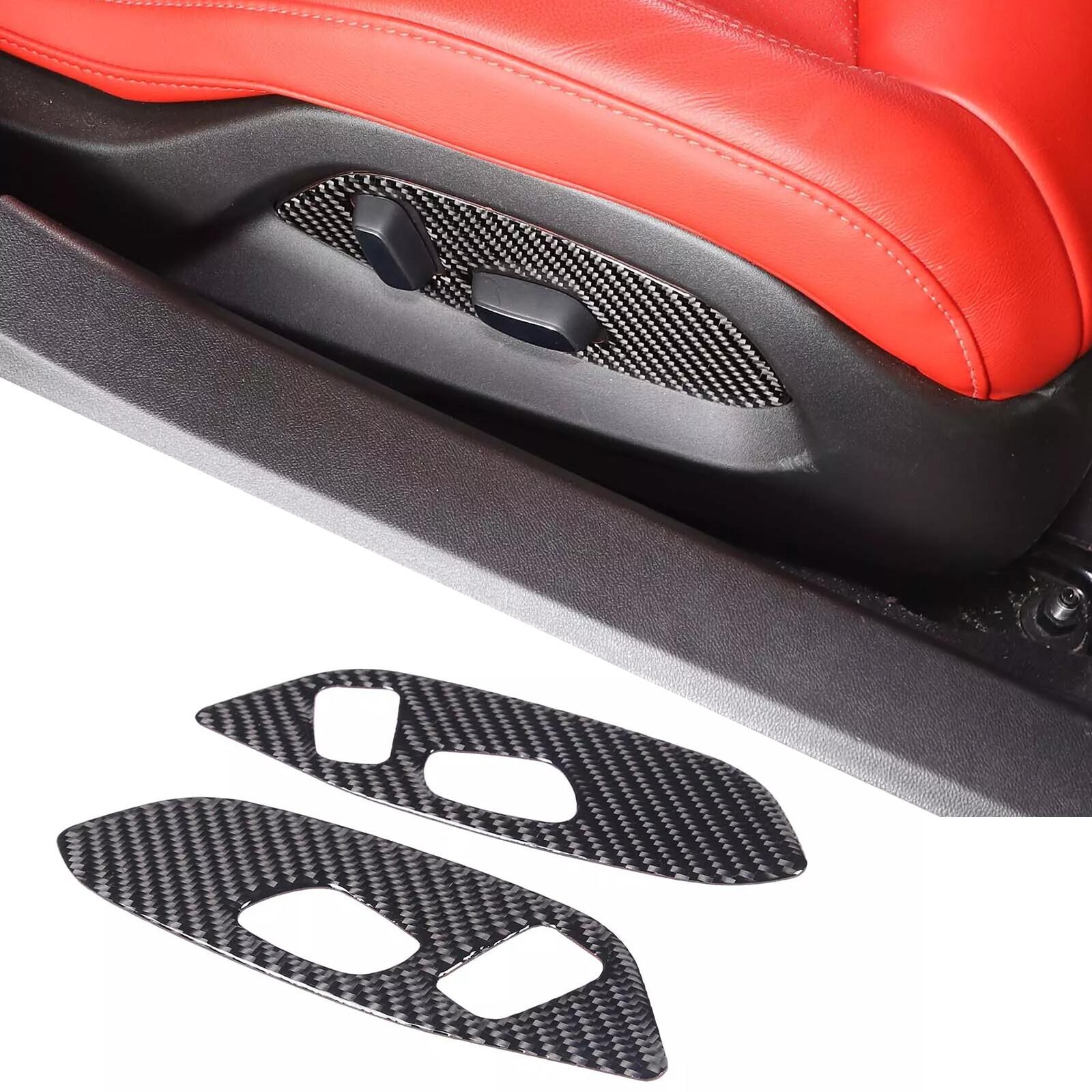 2PCS Carbon Fiber Seat Adjust Button Cover Trim For Corvette C8 -