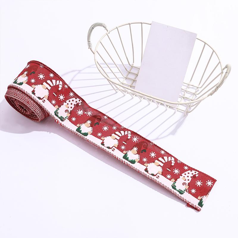 5m Flax-Like Hemming Band Santa Claus Ribbon Decorative Craft Ribbon Santa Claus Craft Tape