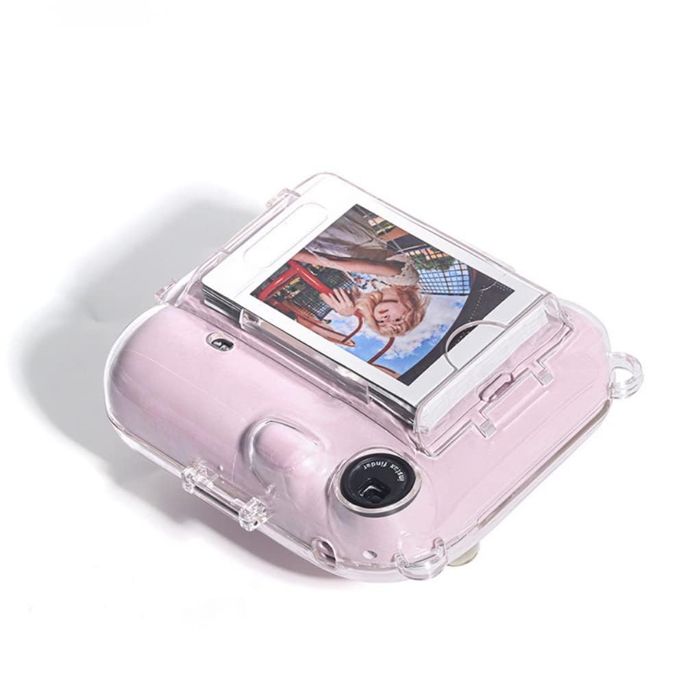 Fenmic Instant Camera Clear Case for Fujifilm Instax Mini 12, with Film Pocket, Photo Clip, Stickers, and Adjustable Shoulder Strap (Set of 2)