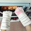 1PC 3D Cartoon Animal Cat Paws Oven Mitts Long Sleeves Microwave Heat Resistant Non-slip Gloves Cotton Baking Insulation Gloves