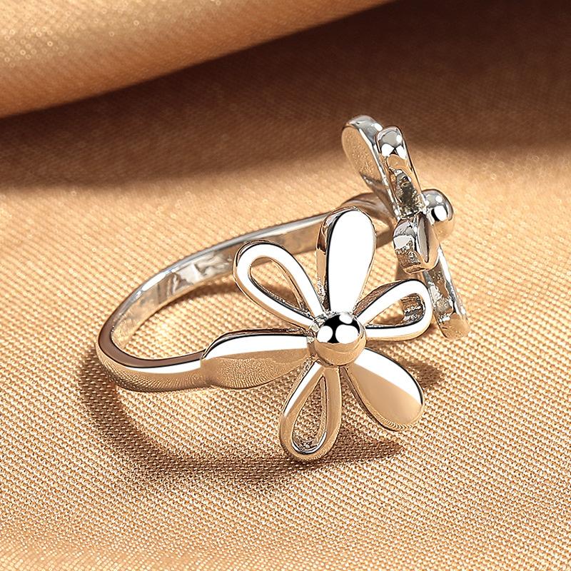 2026 Retro Plain Ring Flower Ring Women's Light Luxury Exquisite High Sense Fashion Versatile Opening Adjustable Index Finger Ring