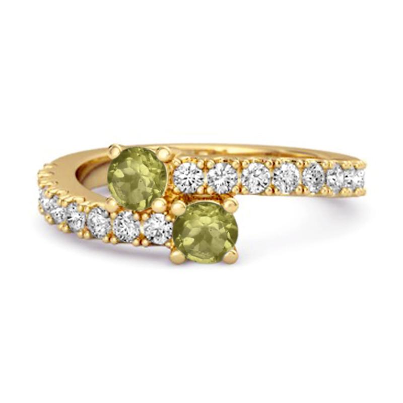 

Peridot Twin Stone with Accents Bypass Ring - Sterling Silver Gold Vermeil 11.5 золотий/жовтий