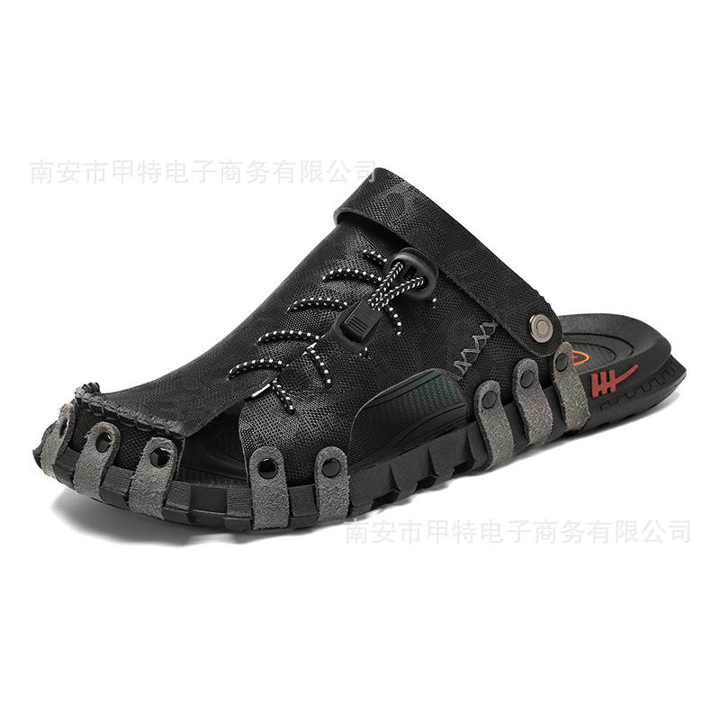 

Big Size 46 Luxury Men Leather Slippers Sandals Comfortable Breathable Casual Shoes Men Fashion Leisure Sneakers Male Slippers Flip Flops Shoes Men 39 чорний